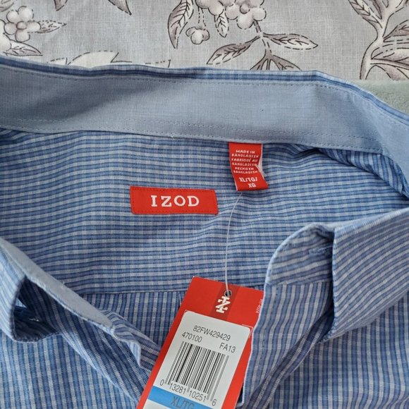 Men's - IZOD Long Sleeve Blue Plaid / Checked Shirt - NWT - Picture 4 of 6